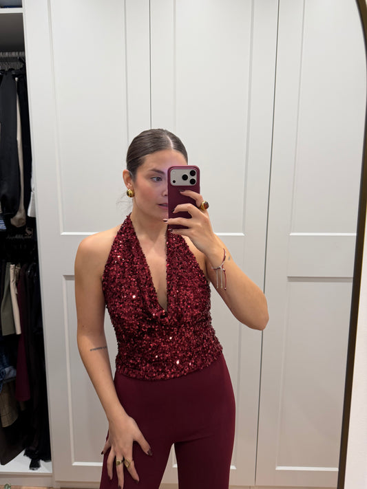 Top lentejuelas cascada