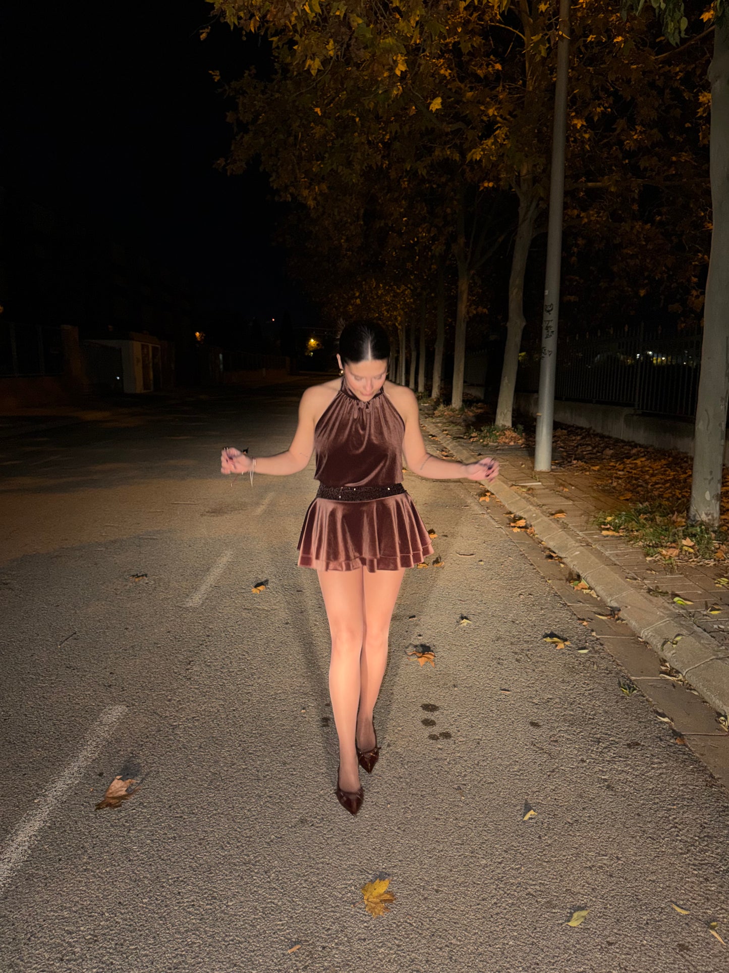 Vestido volantes terciopelo