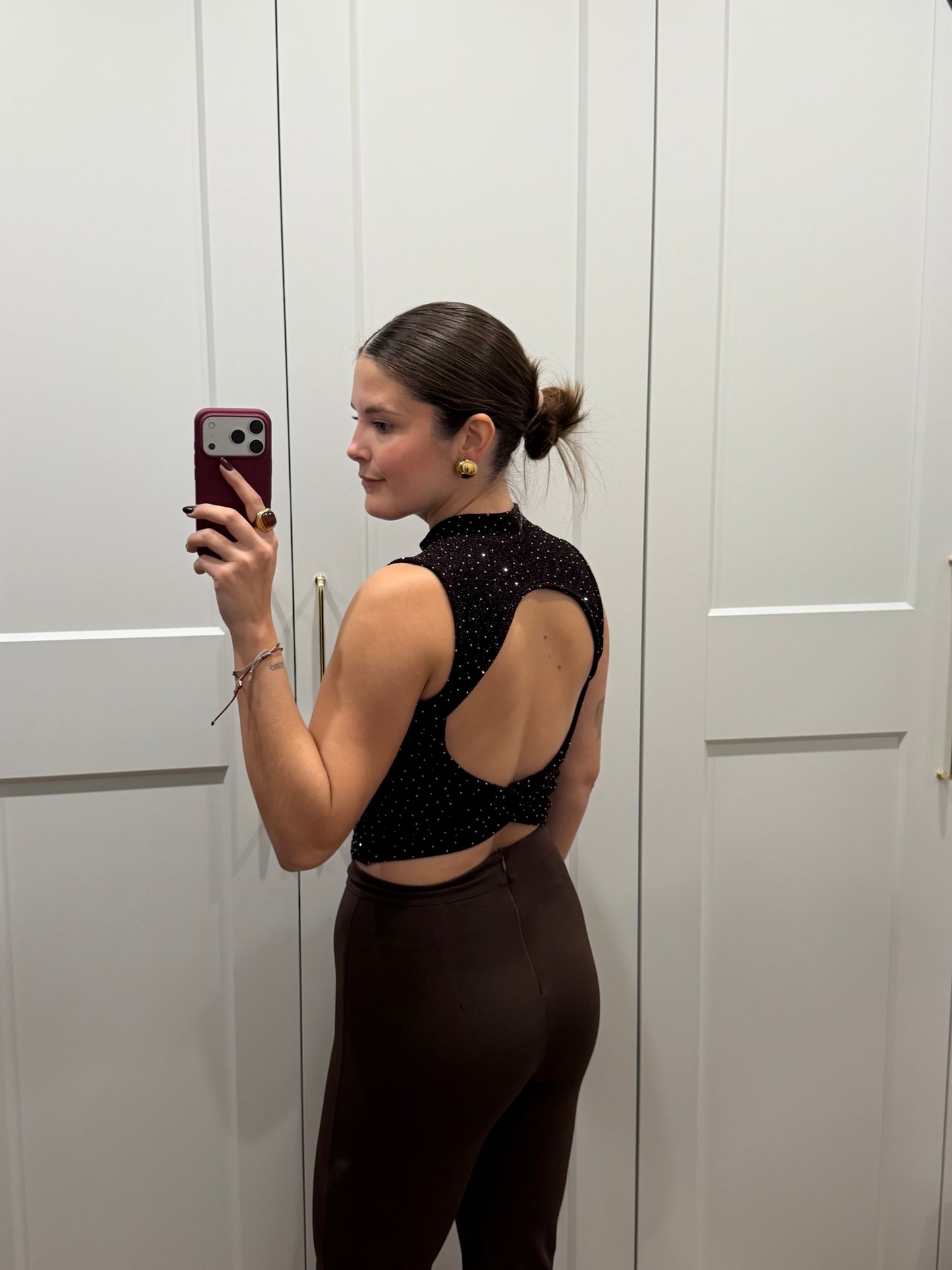 Top strass espalda descubierta