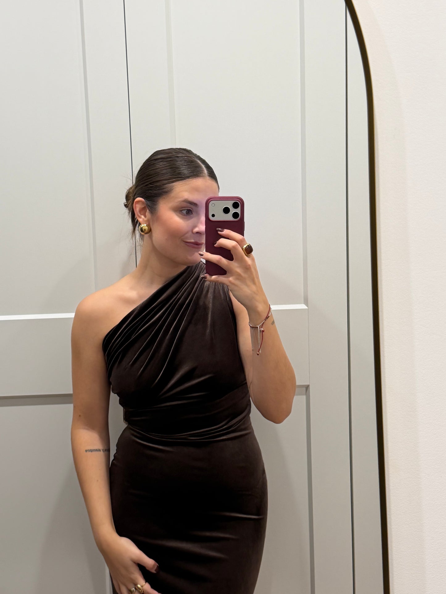 Vestido terciopelo asimetrico