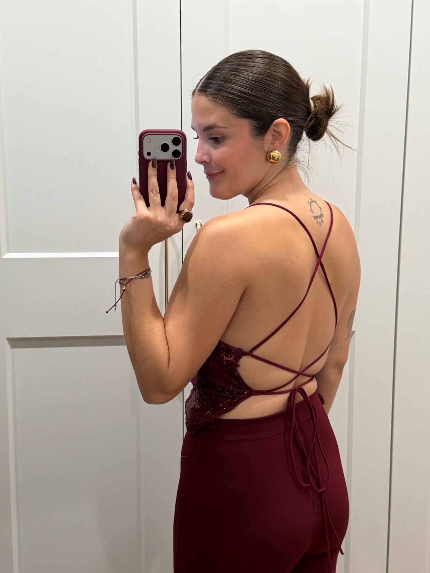 Top flor lentejuelas