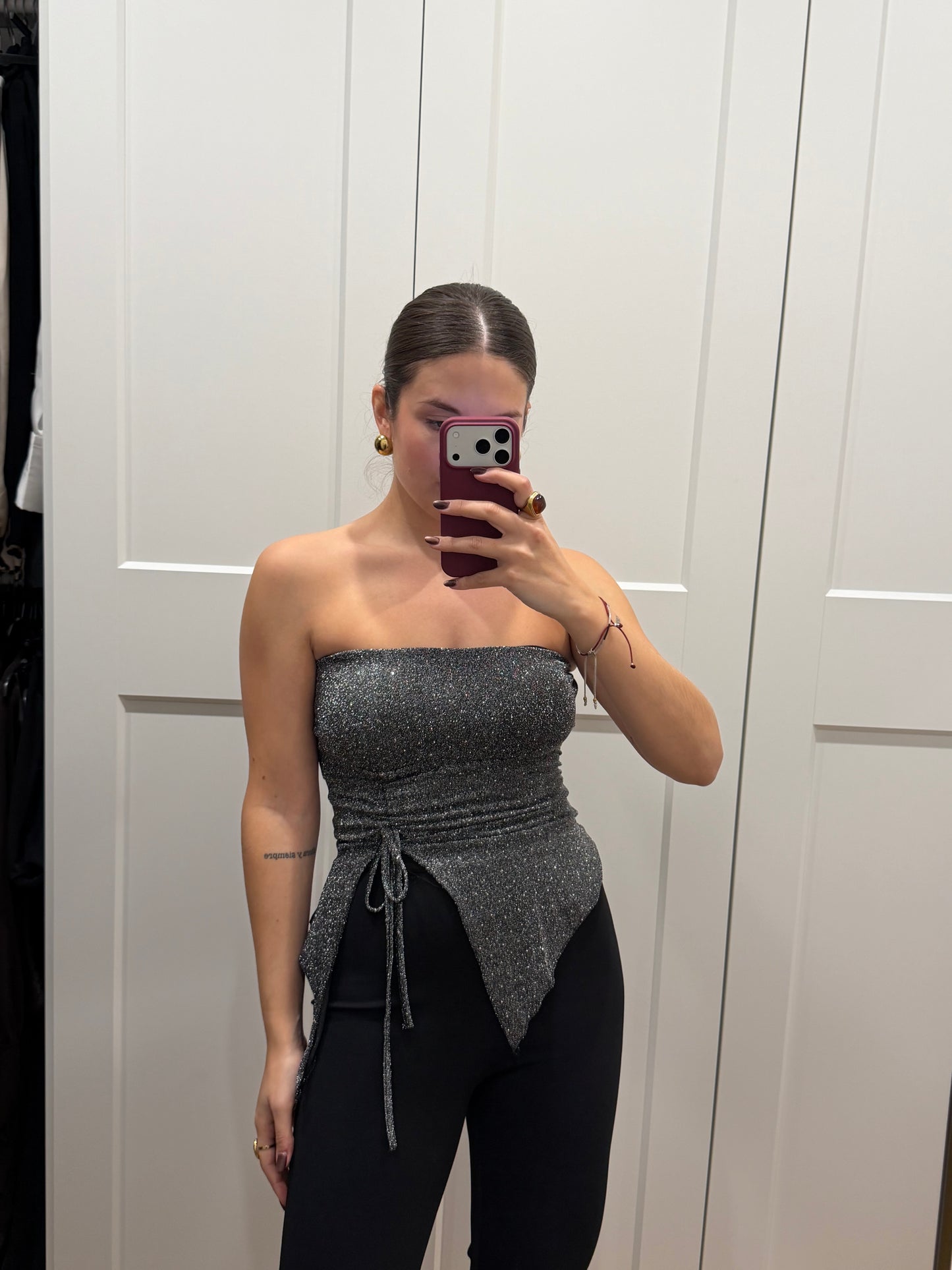 Camiseta lurex asimetrica