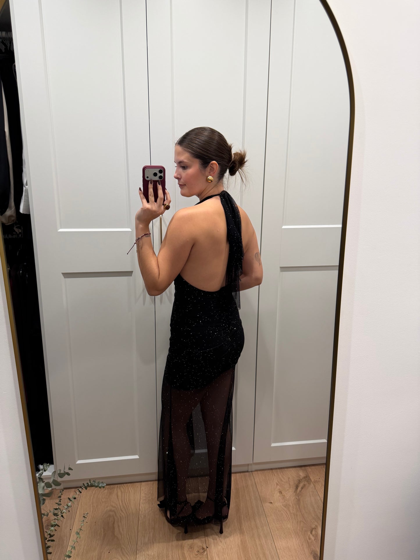 Vestido tull largo destellos