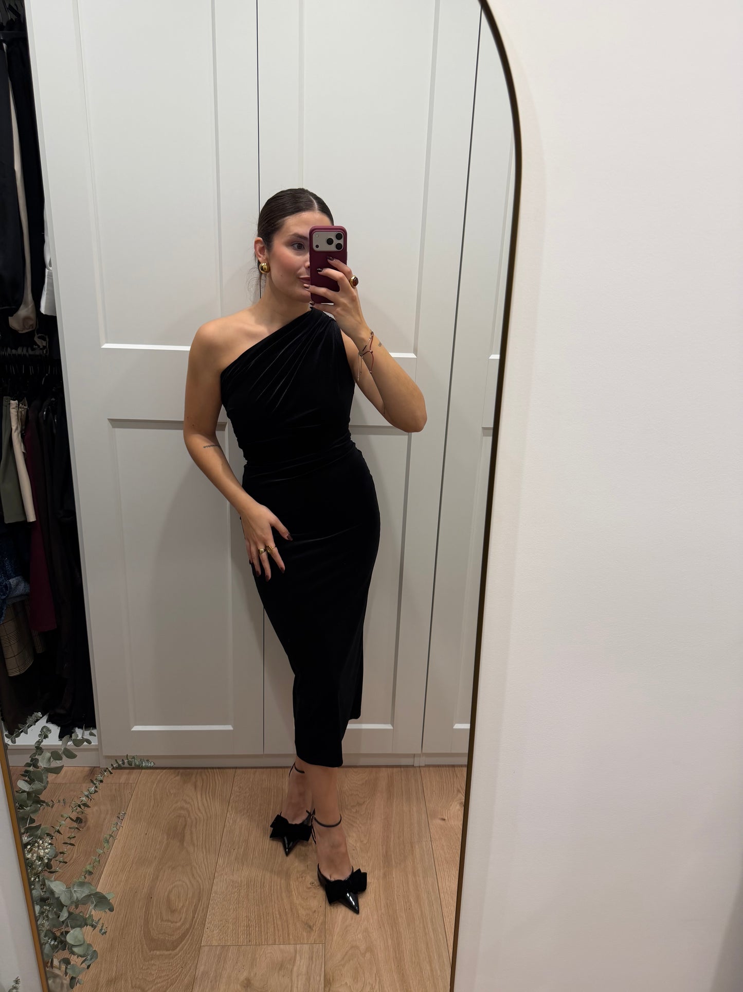 Vestido terciopelo asimetrico