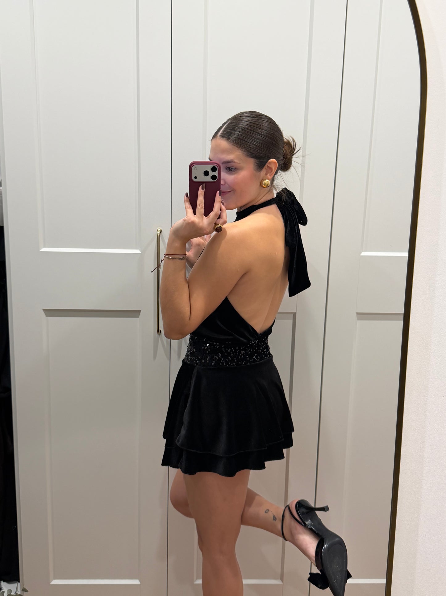 Vestido volantes terciopelo