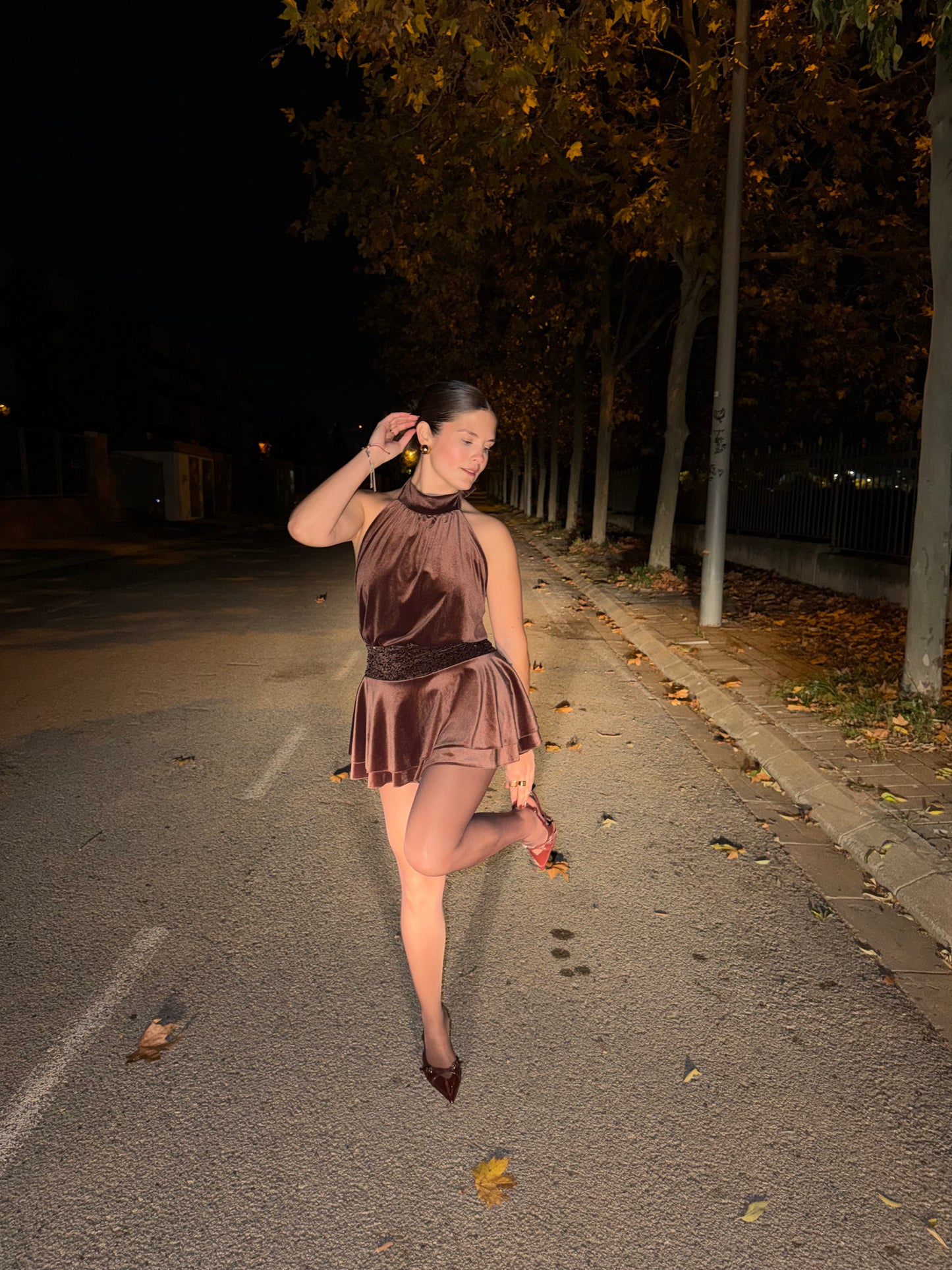 Vestido volantes terciopelo