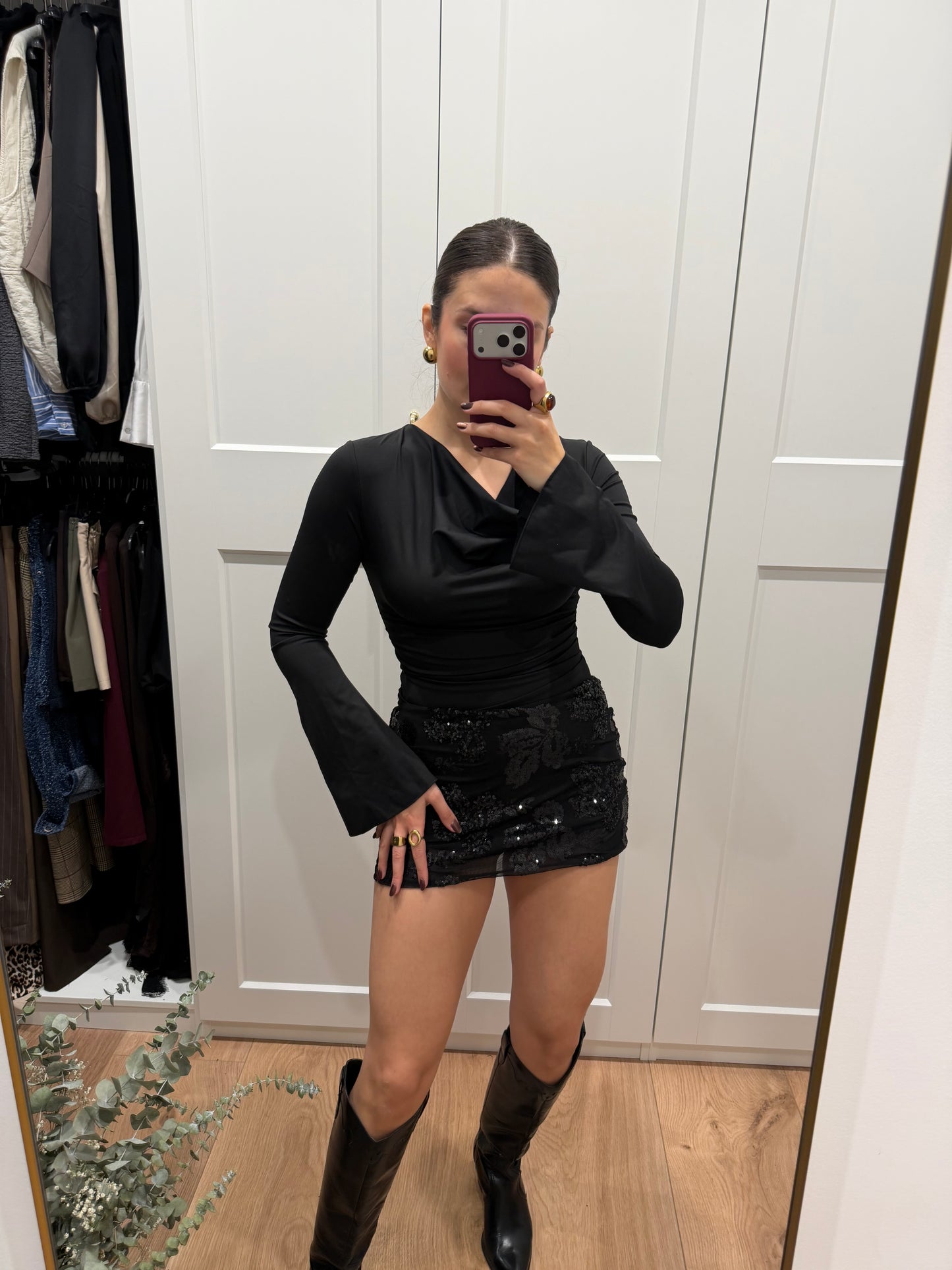 Falda pantalón flor lentejuela