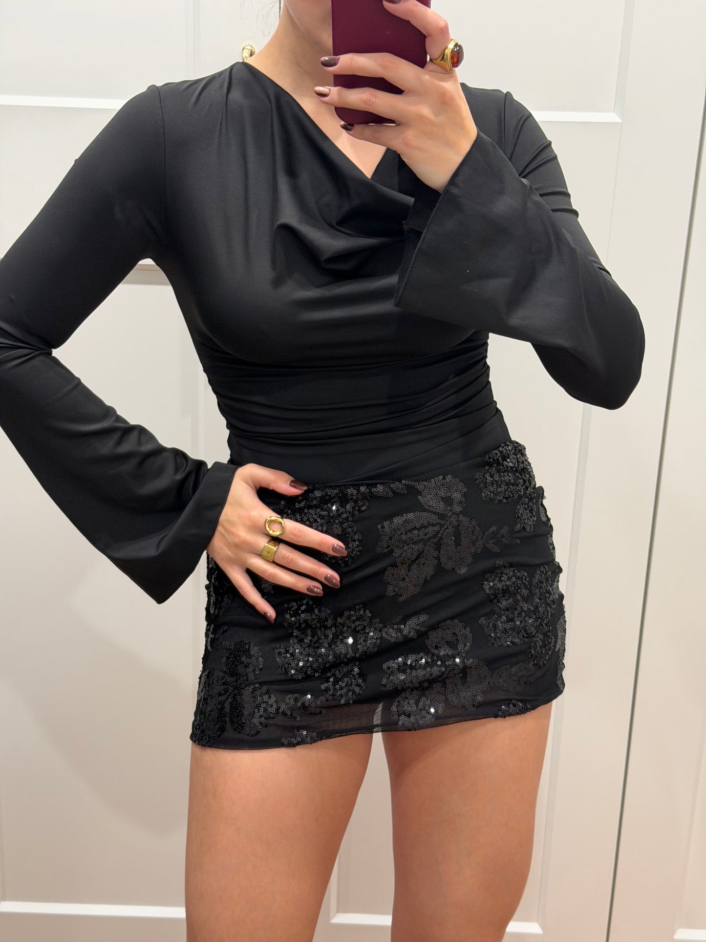 Falda pantalón flor lentejuela