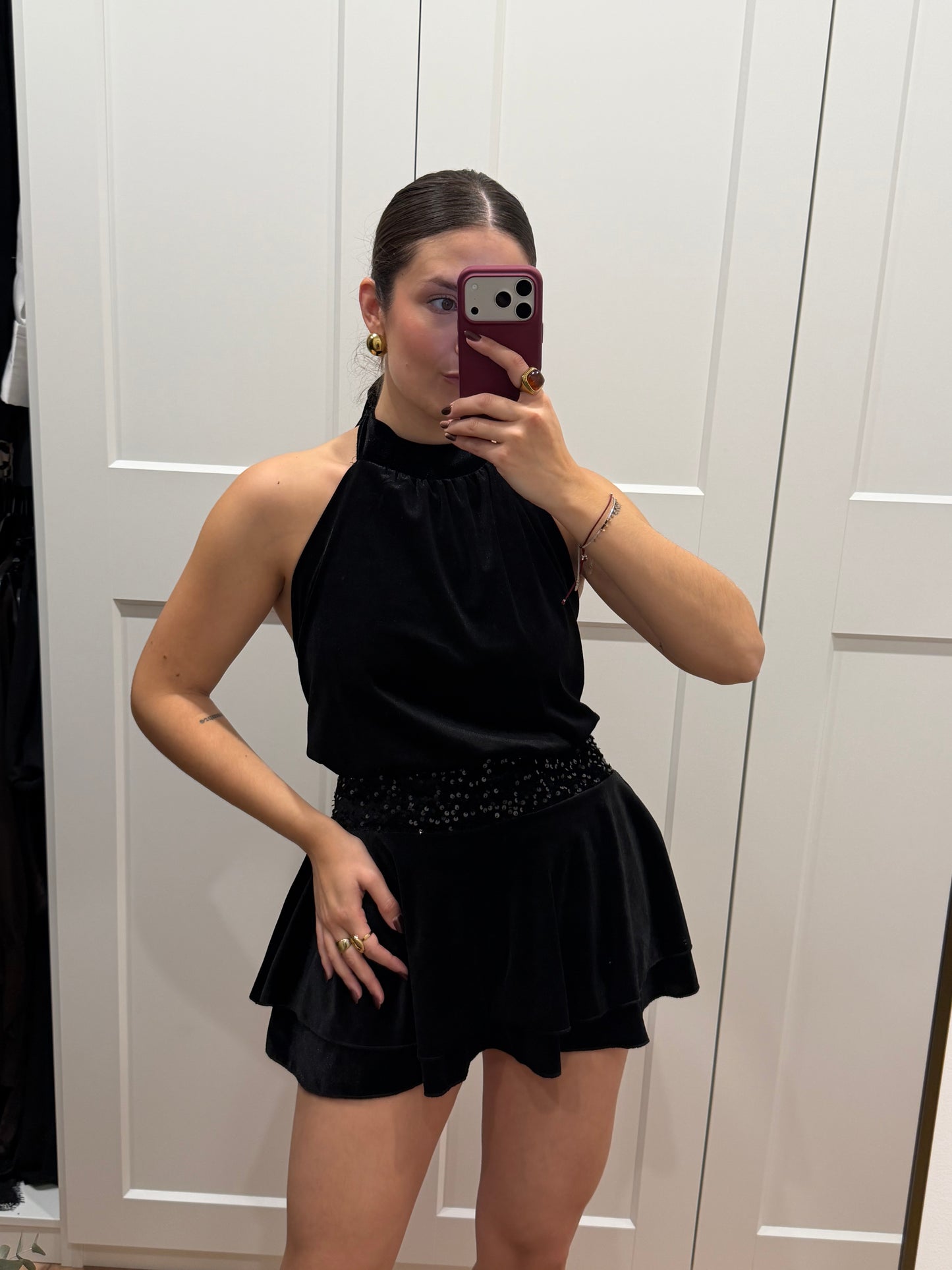 Vestido volantes terciopelo