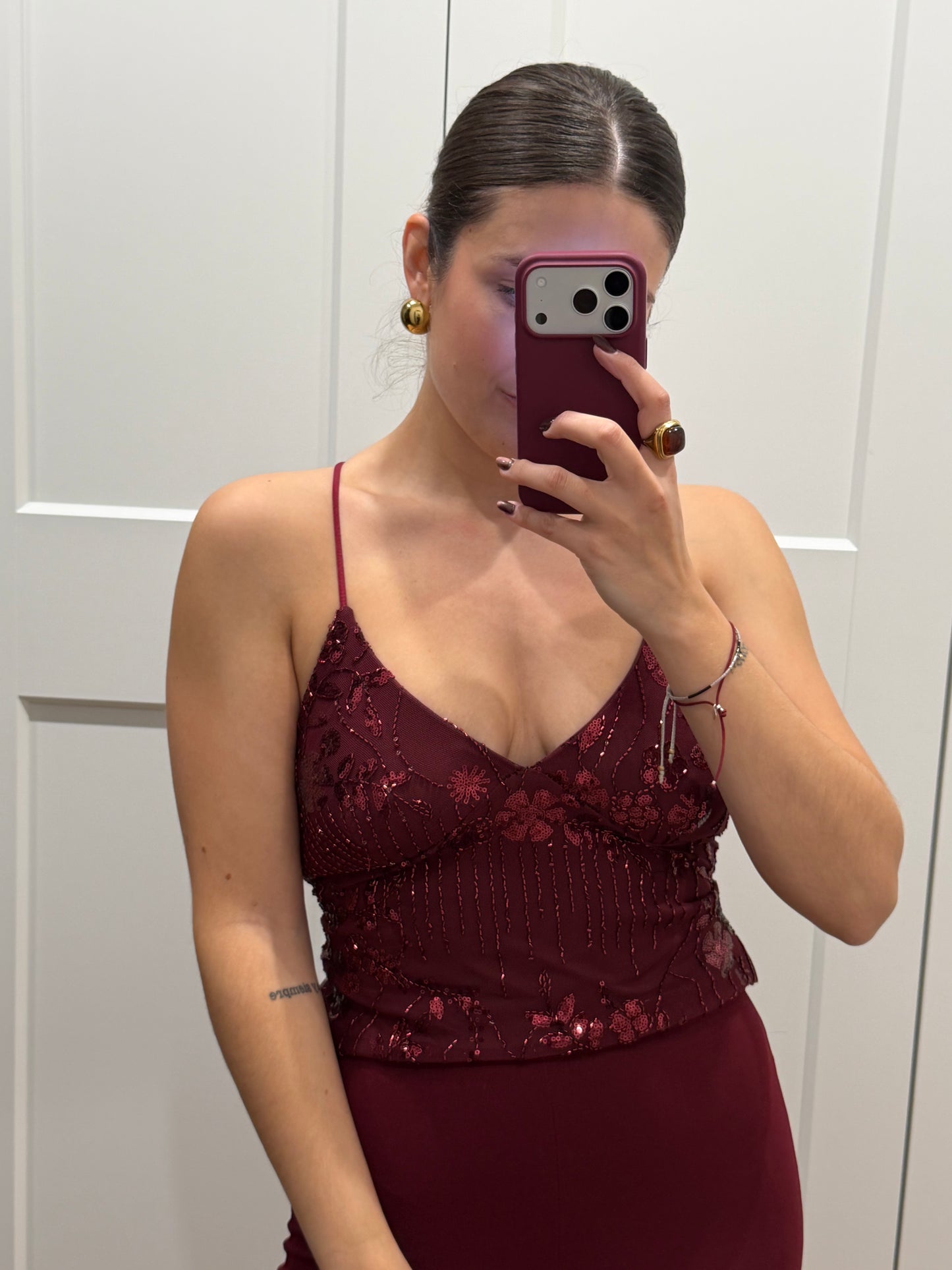 Top flor lentejuelas