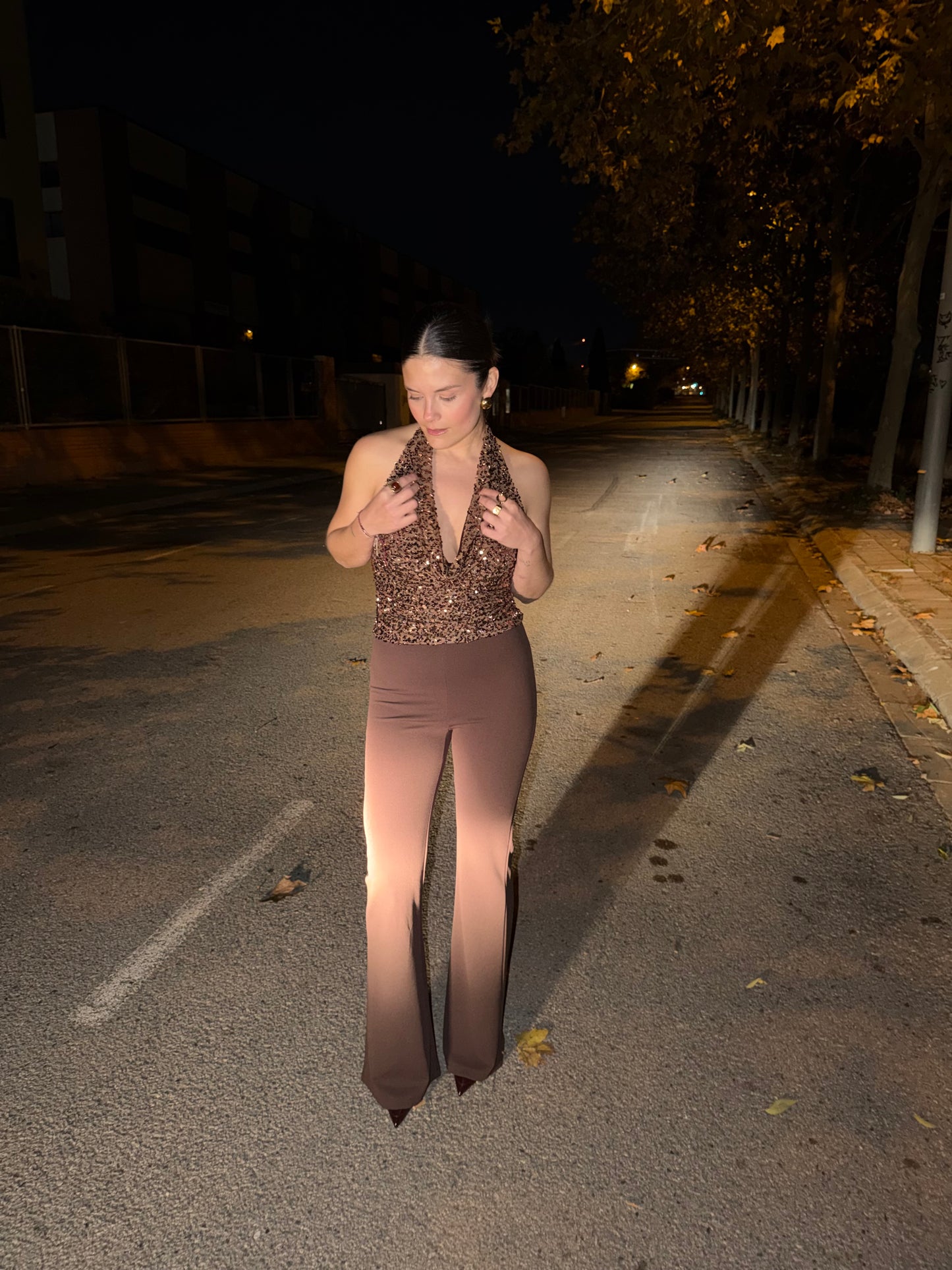 Top lentejuelas cascada