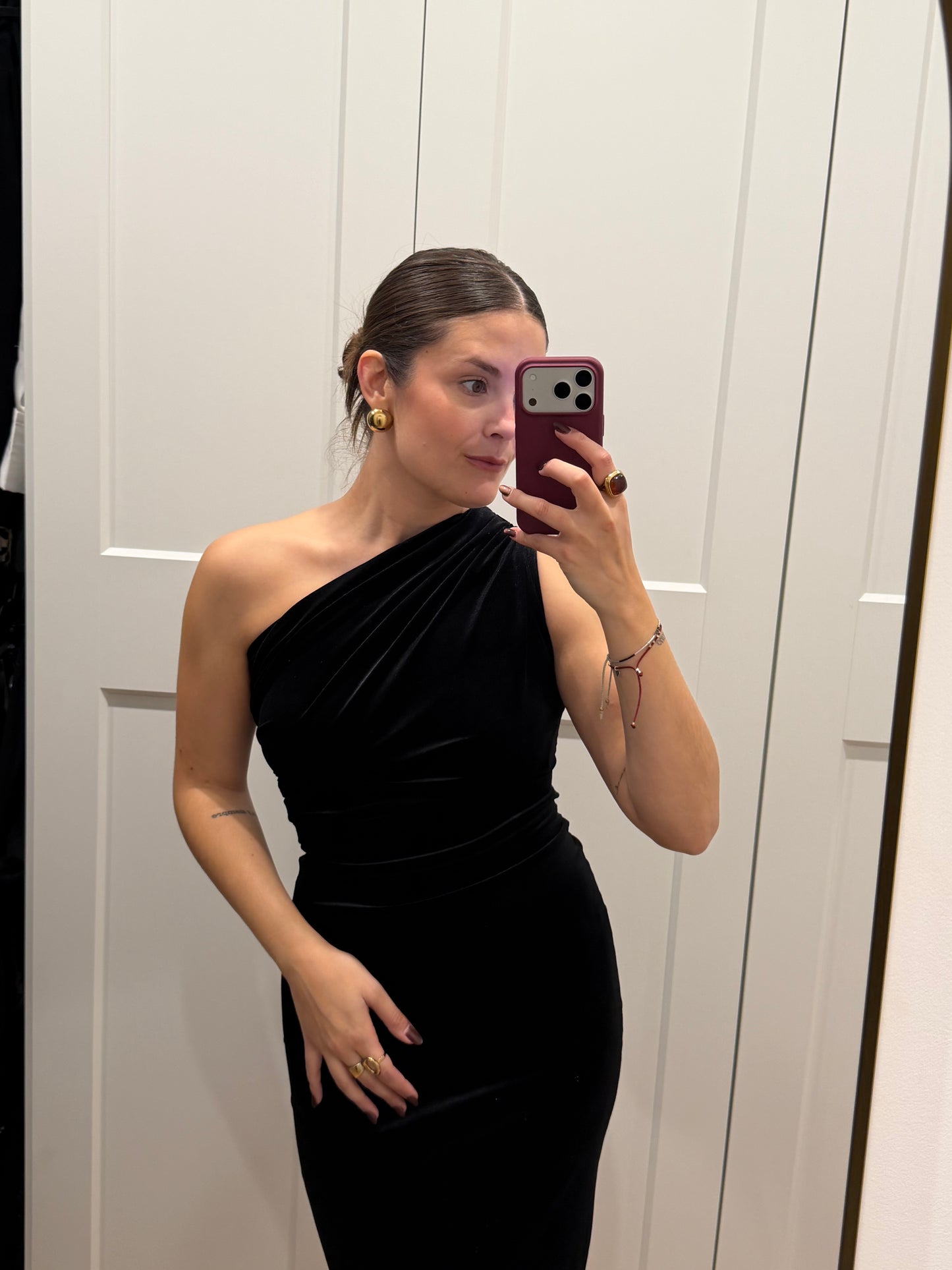 Vestido terciopelo asimetrico