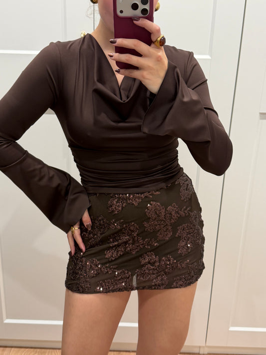 Falda pantalón flor lentejuela