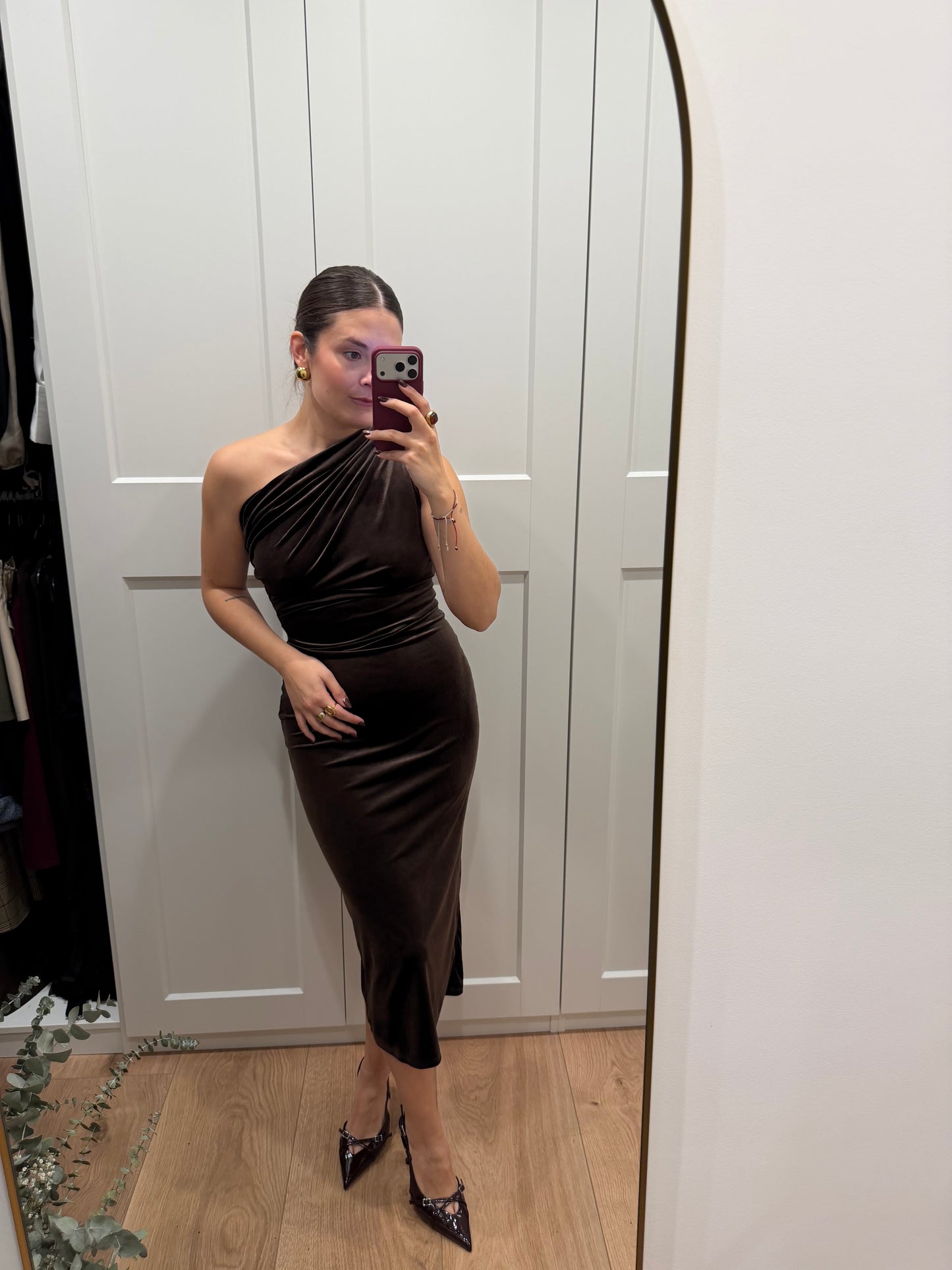 Vestido terciopelo asimetrico