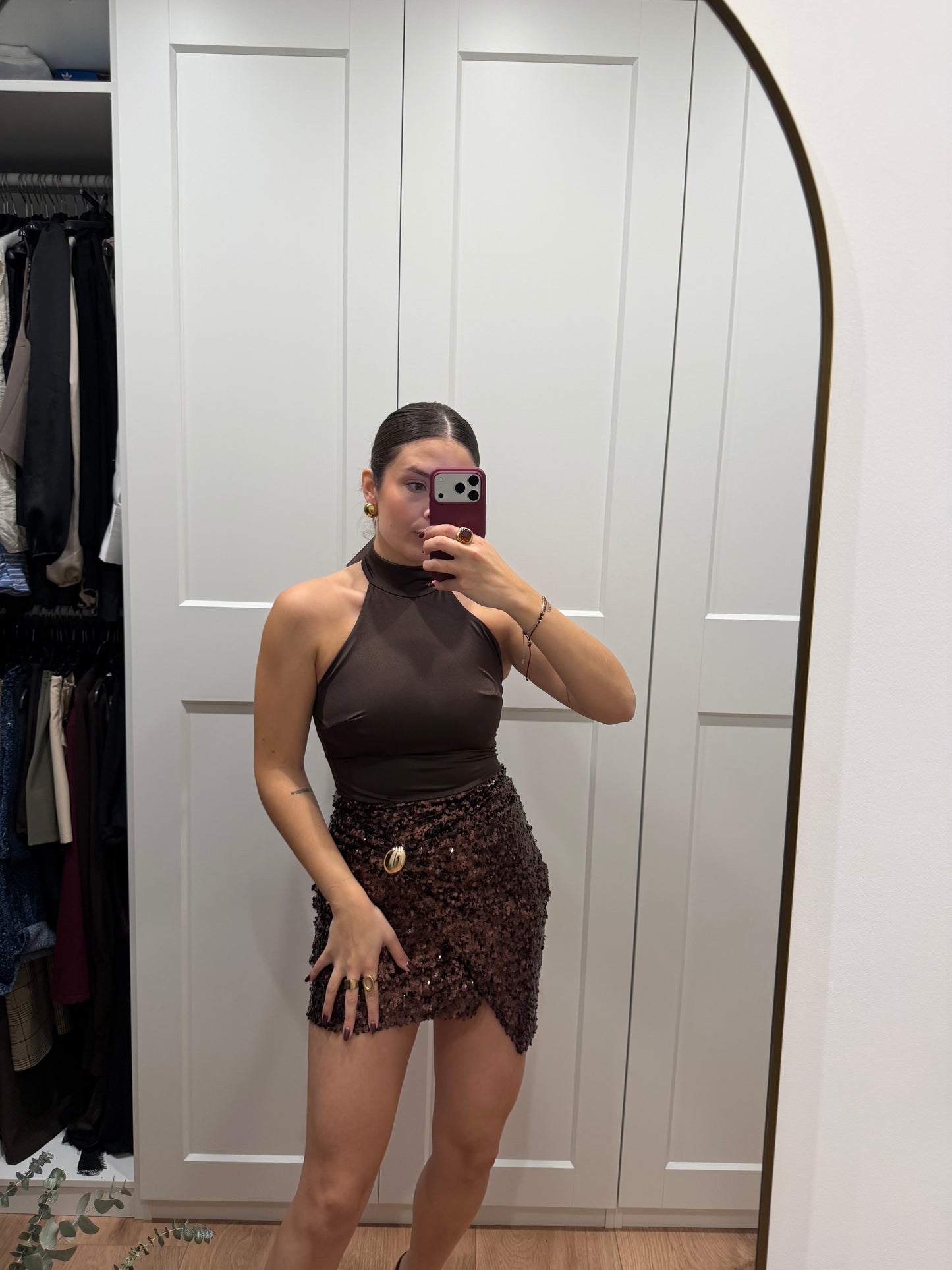 Vestido combinado cuello halter