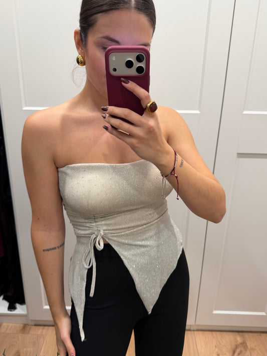 Camiseta lurex asimetrica