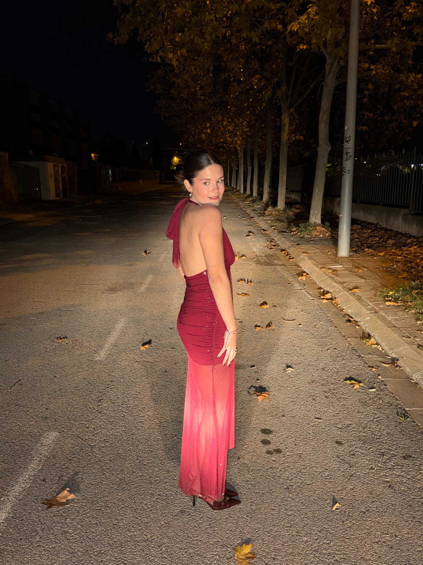 Vestido tull largo destellos