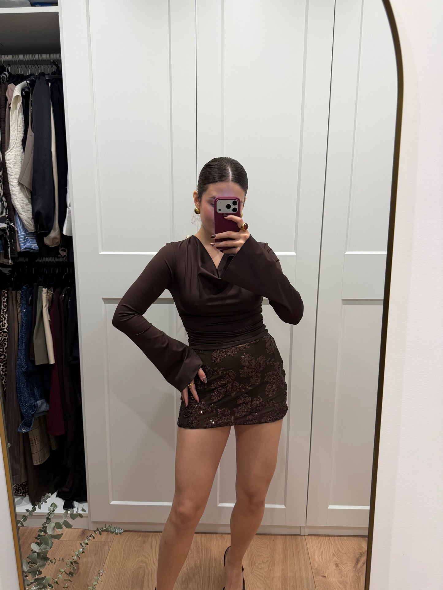 Falda pantalón flor lentejuela