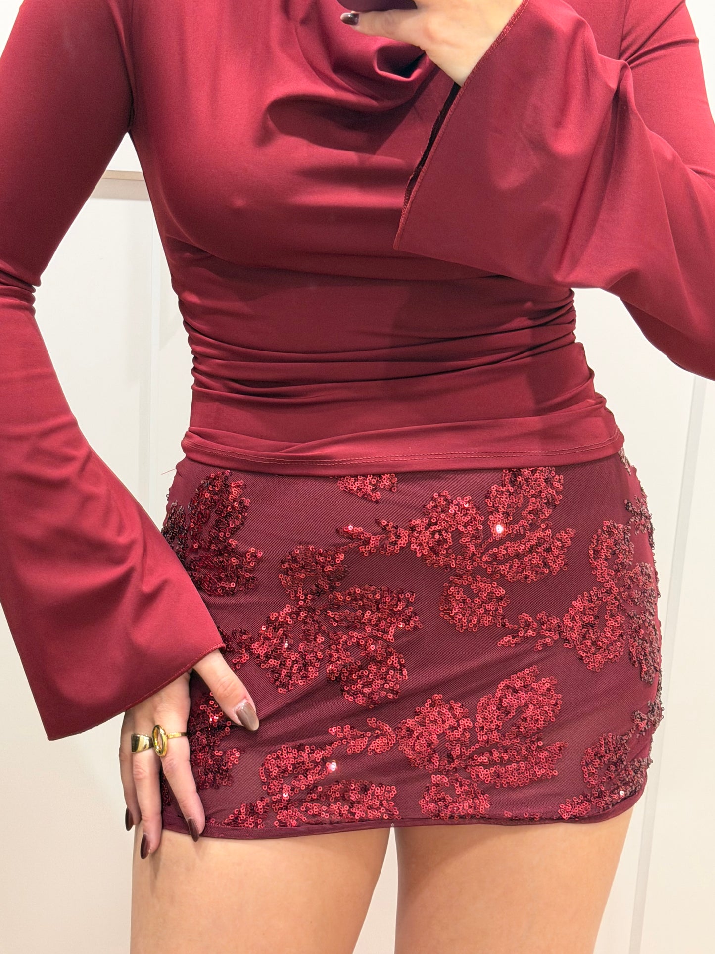 Falda pantalón flor lentejuela