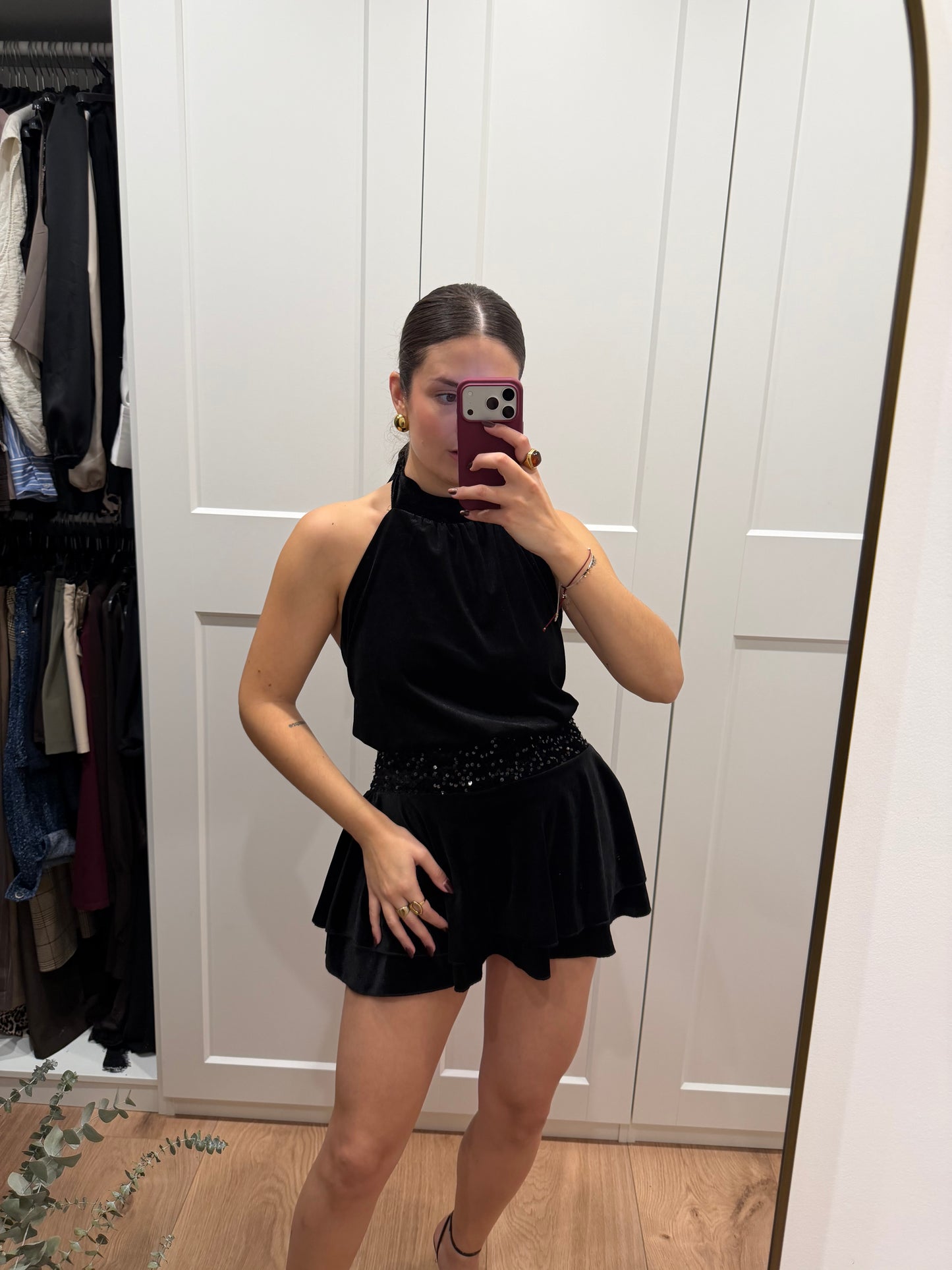 Vestido volantes terciopelo