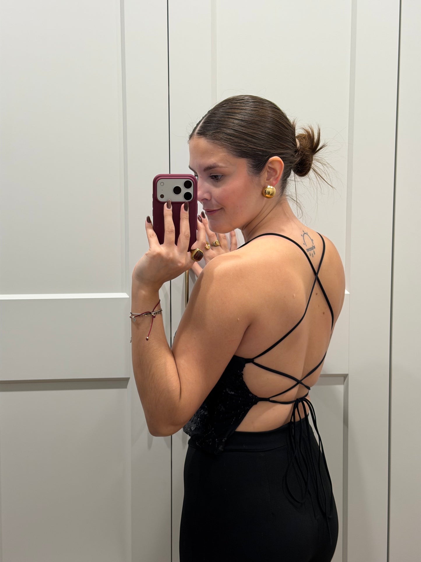 Top flor lentejuelas