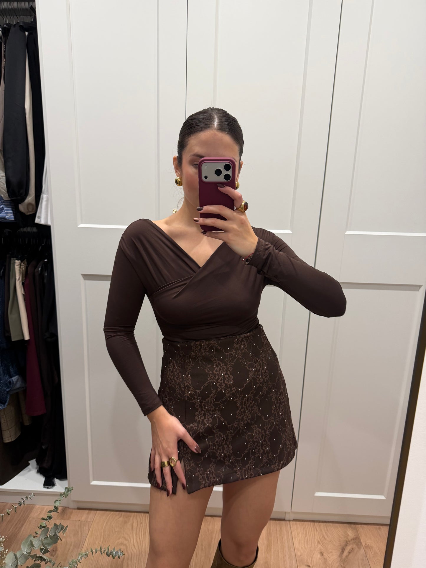 Falda pantalón encaje y brillos