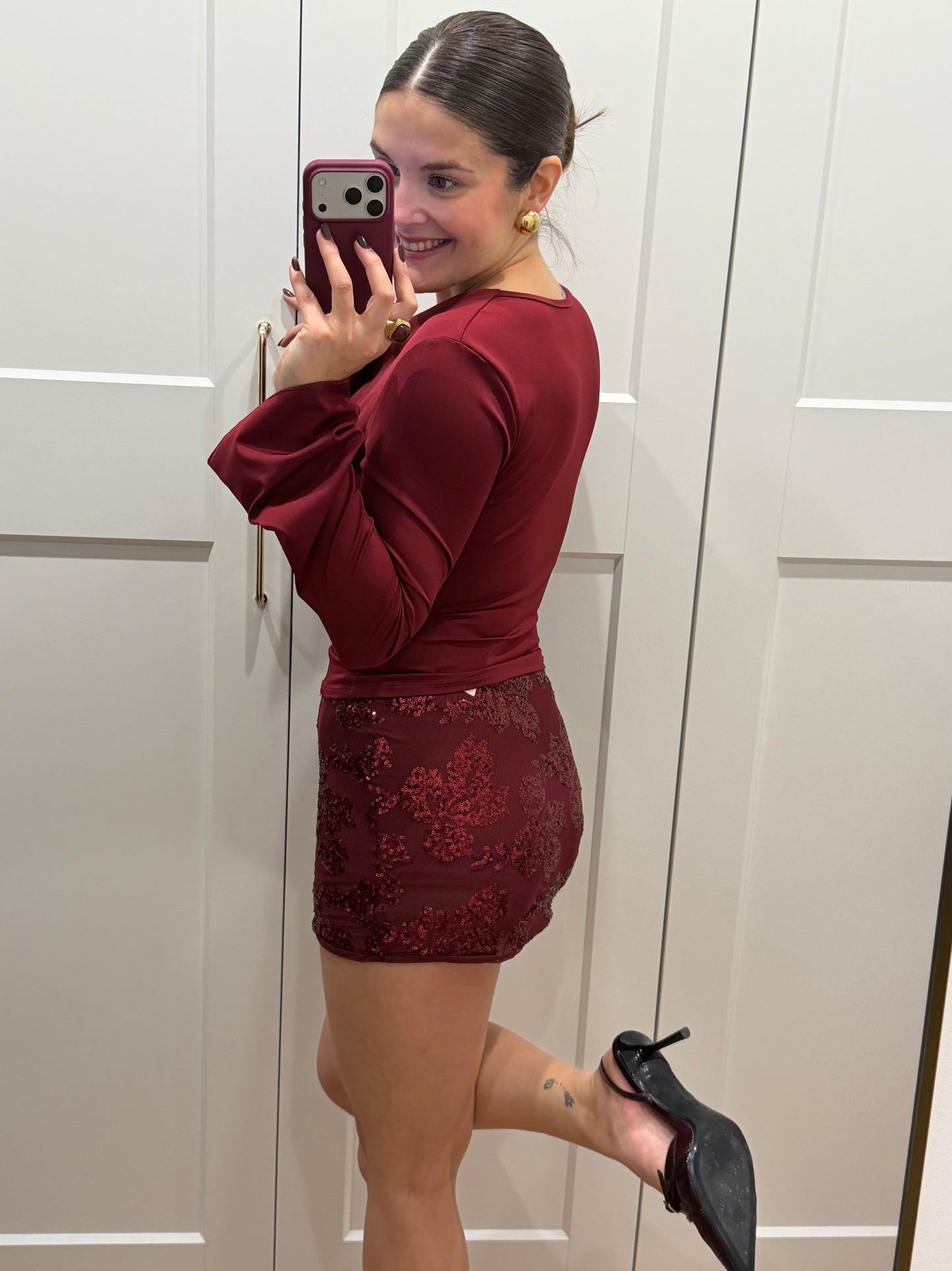 Falda pantalón flor lentejuela