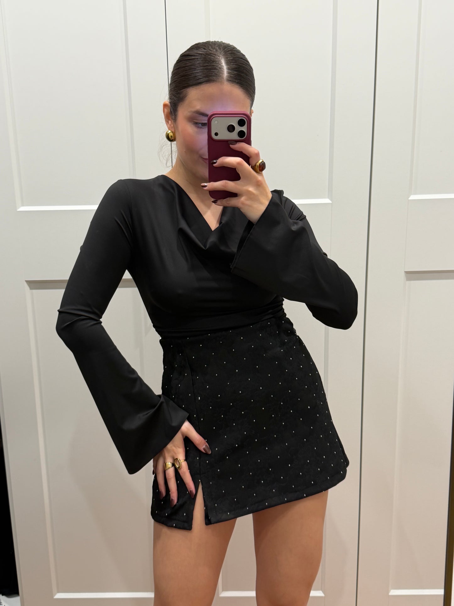 Falda pantalón encaje y brillos