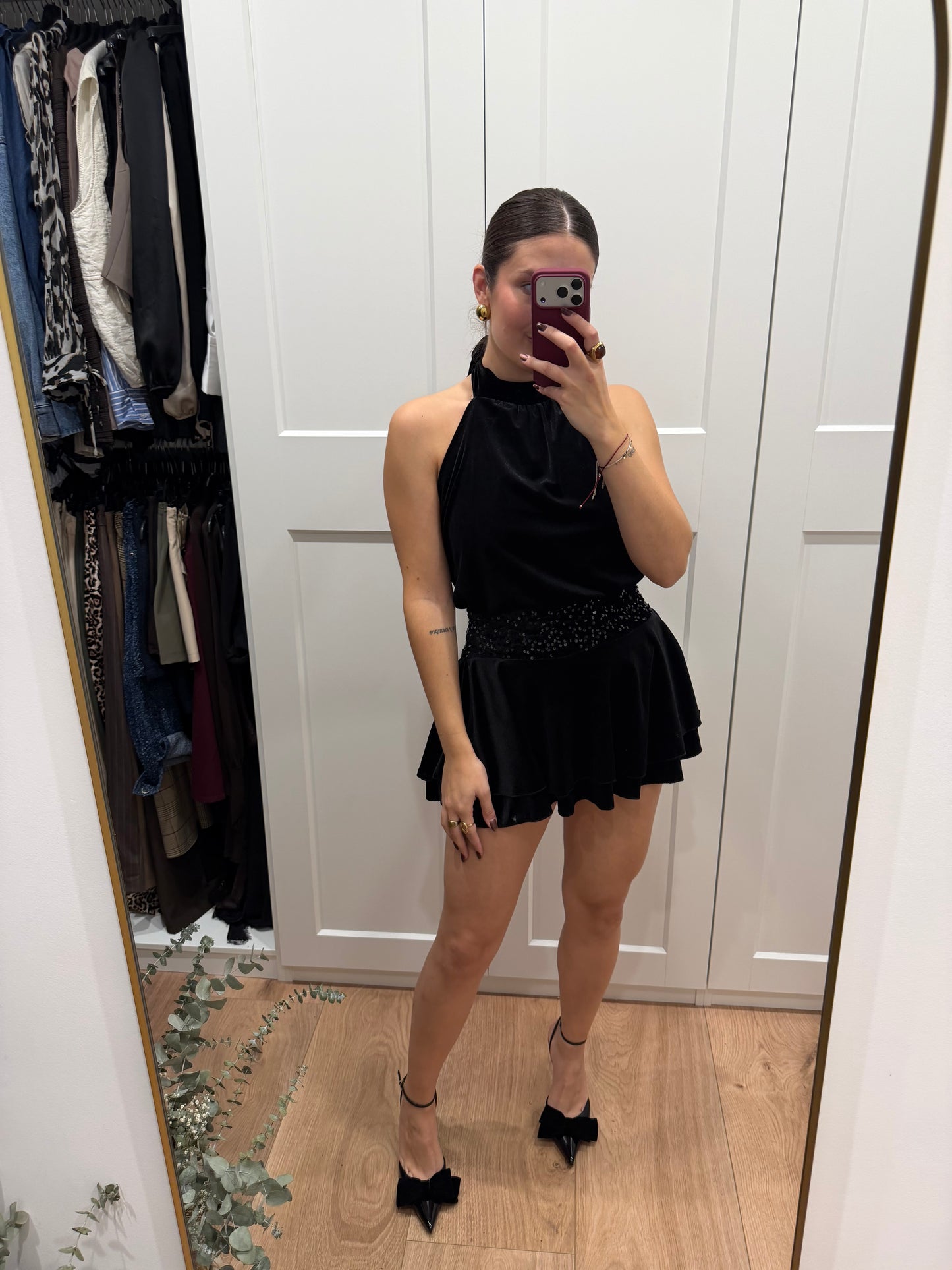 Vestido volantes terciopelo