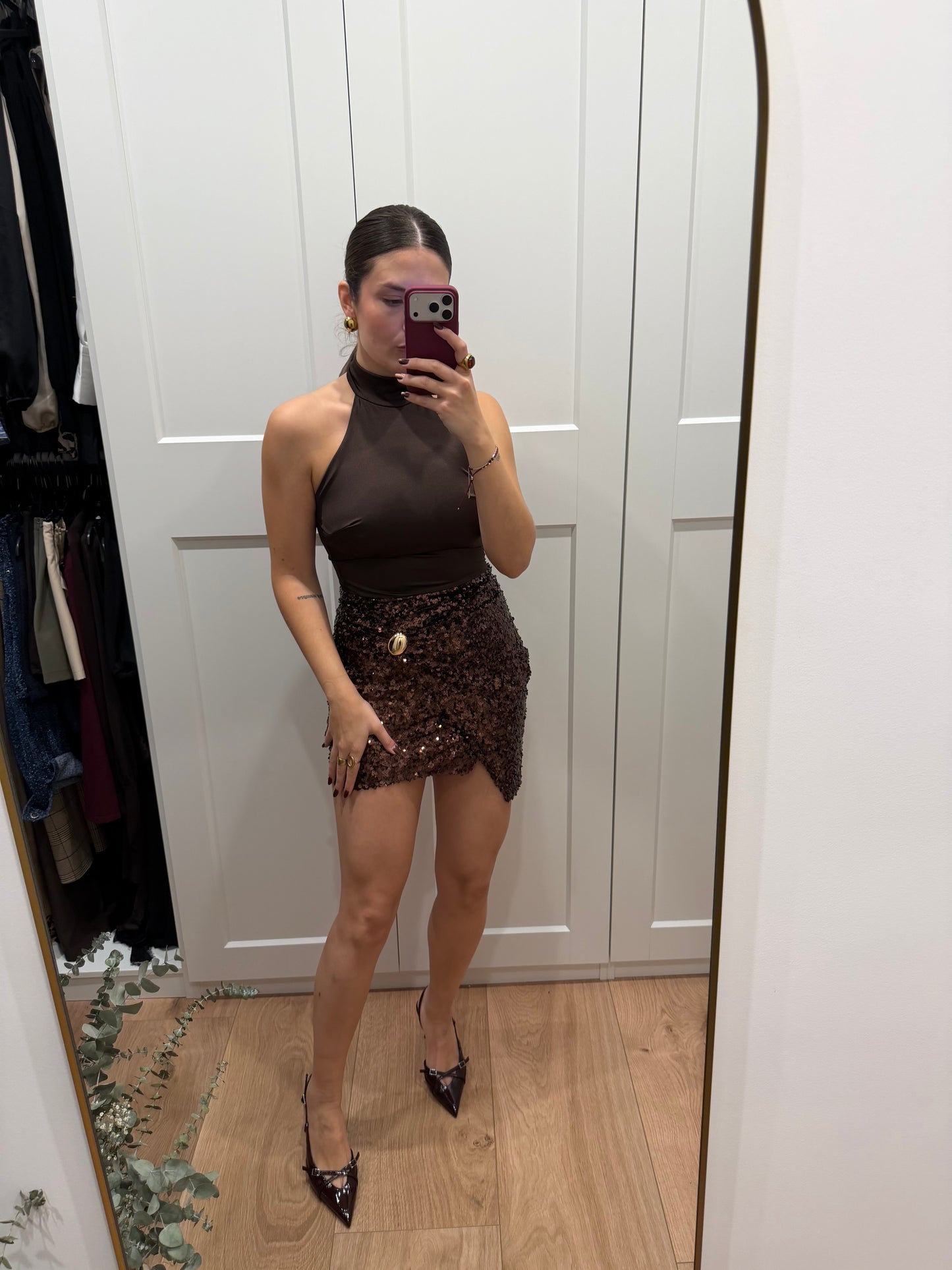 Vestido combinado cuello halter