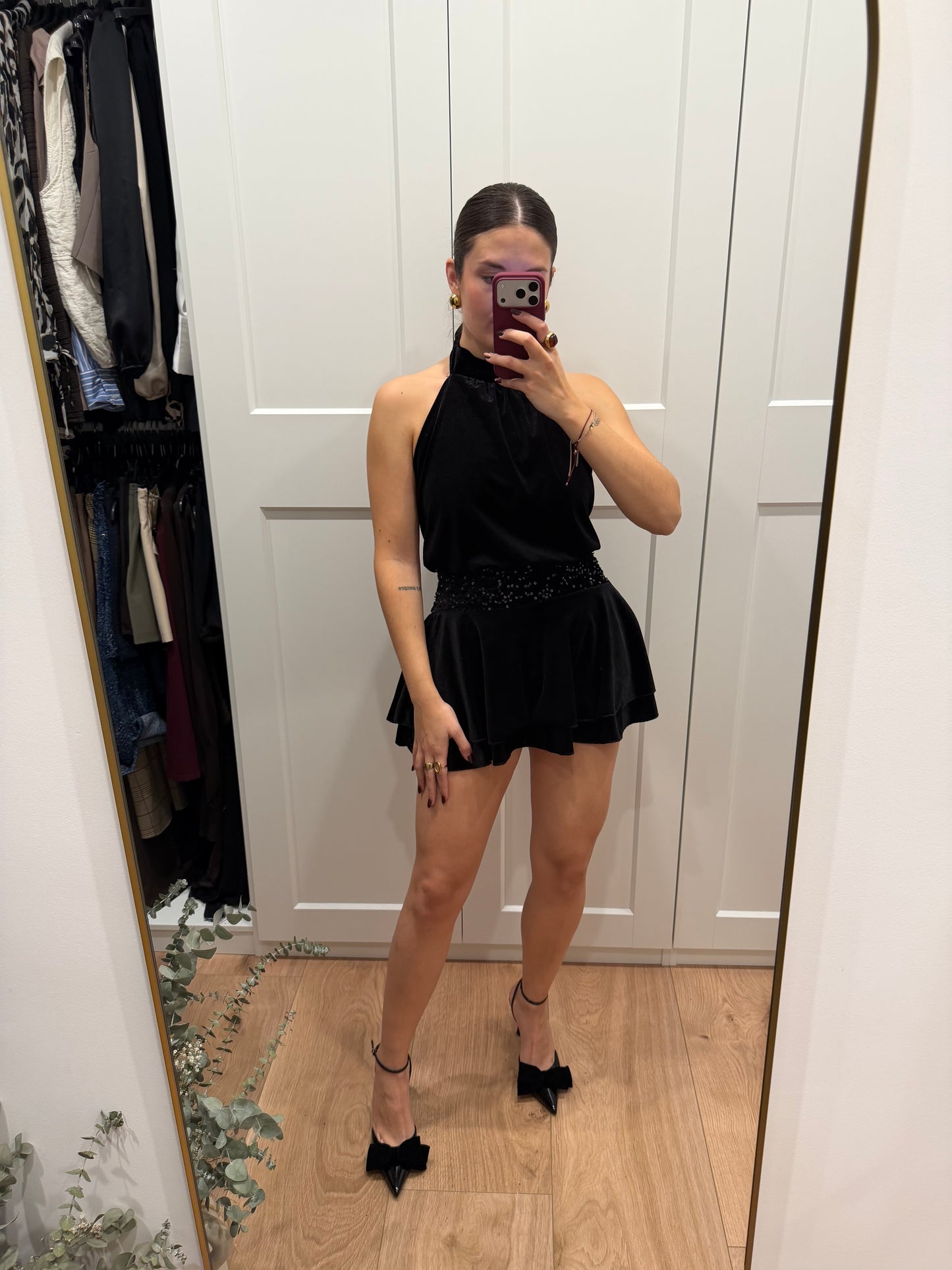 Vestido volantes terciopelo