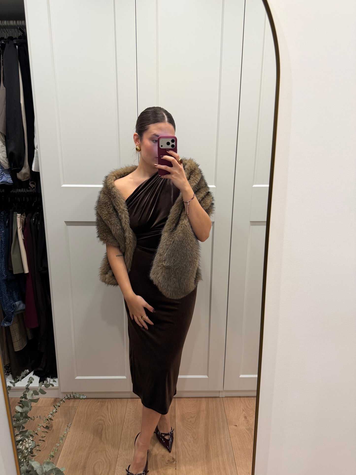 Vestido terciopelo asimetrico